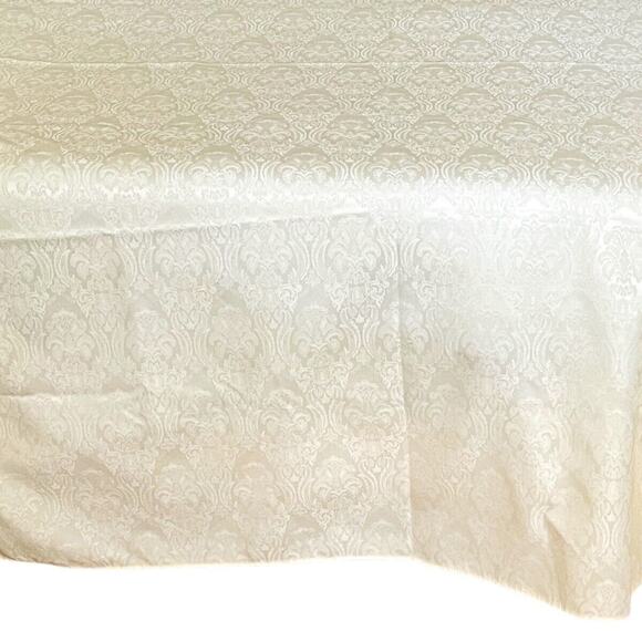 Damask Tablecloth Floral Polyester Cream Easy Care Rectangle 59x83 Dining Meals - Picture 8 of 9